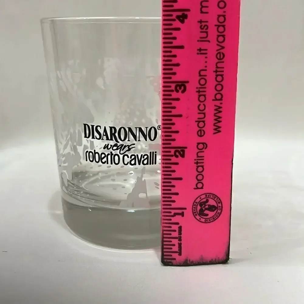 Disaronno Wears Robert Cavalli Rocks Glass 4 In Tall 3 1/4 Round 12 Oz Tumbler